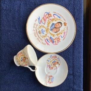 Vintage Charles and Diana  plate, cup and saucer set - Fine Bone China